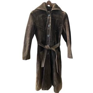 70s Midi Chocolate Brown Suede Jacket Argentina